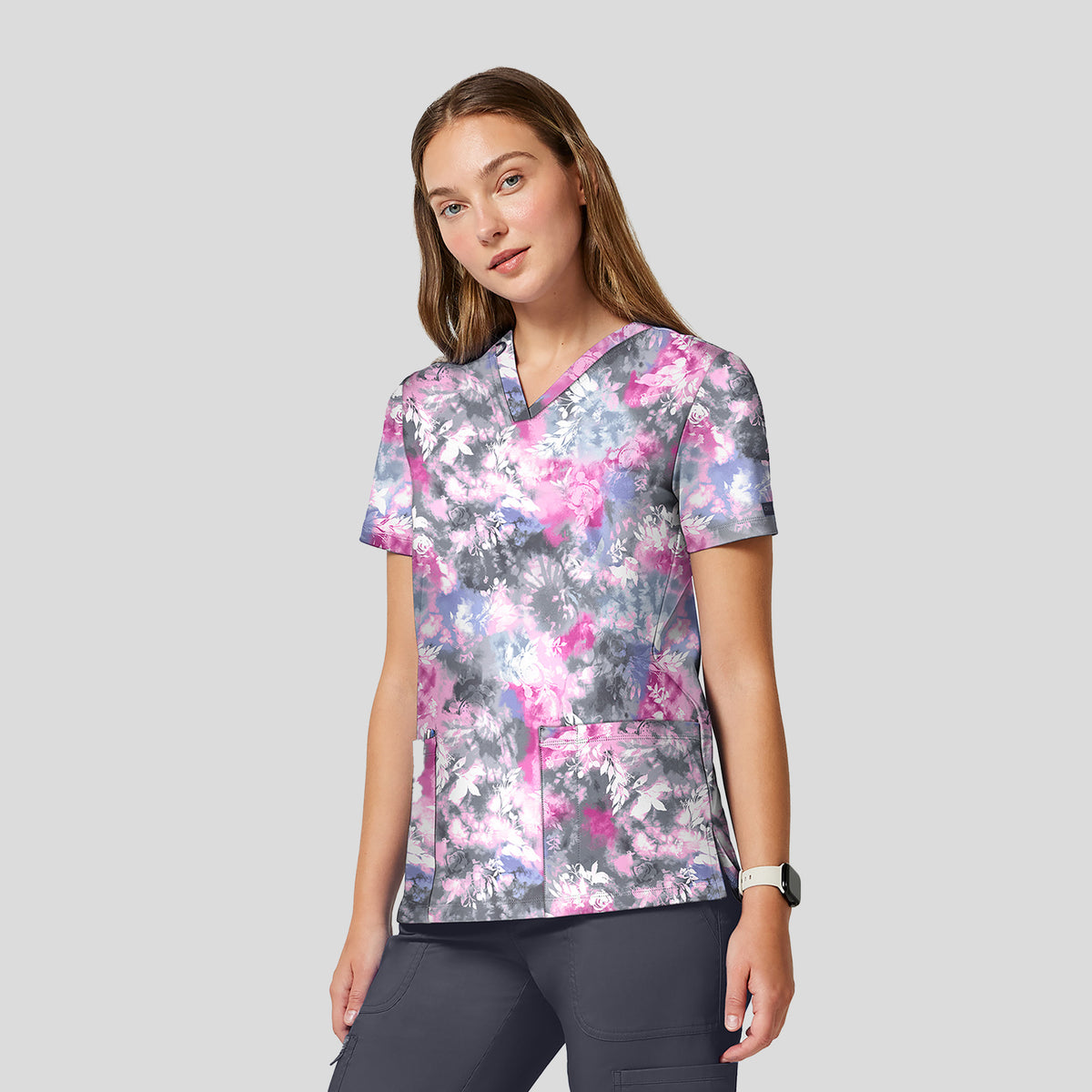 2 Pocket Print Top | Tye Dye Petals