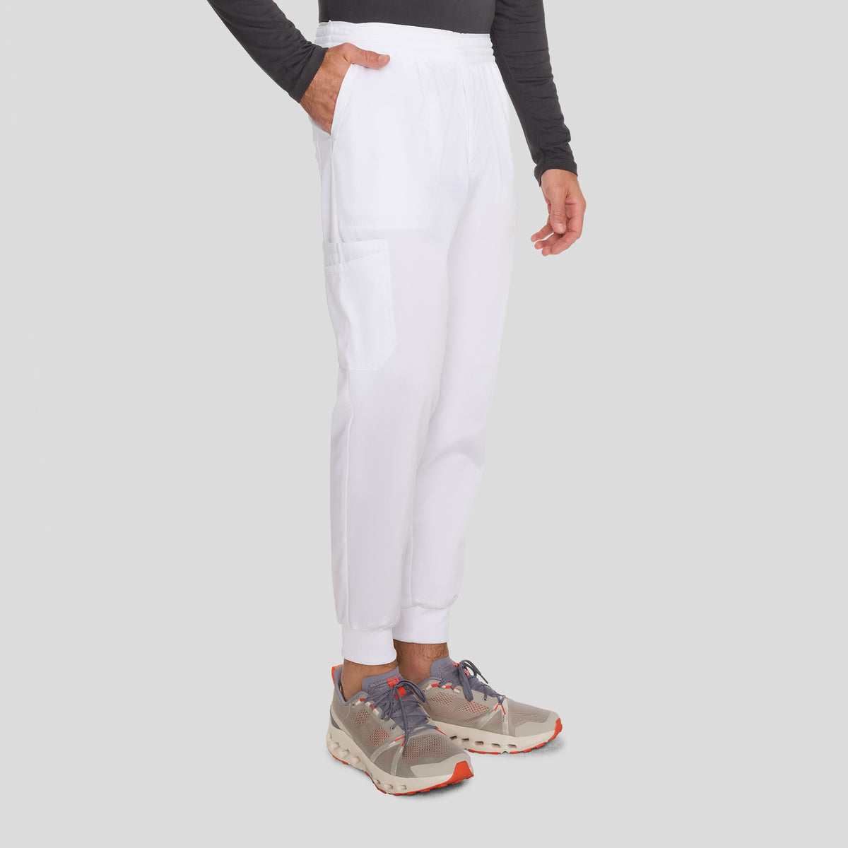 Men's Mesh Trim Jogger Scrub Pant | White