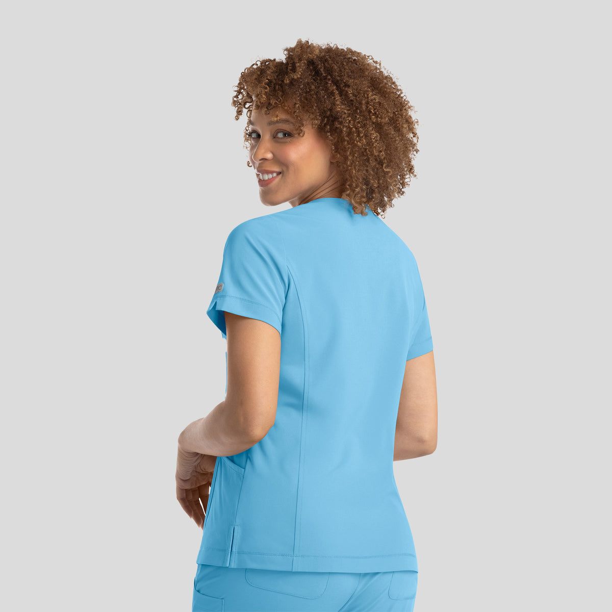 Notched Crew Neck Top | Turquoise