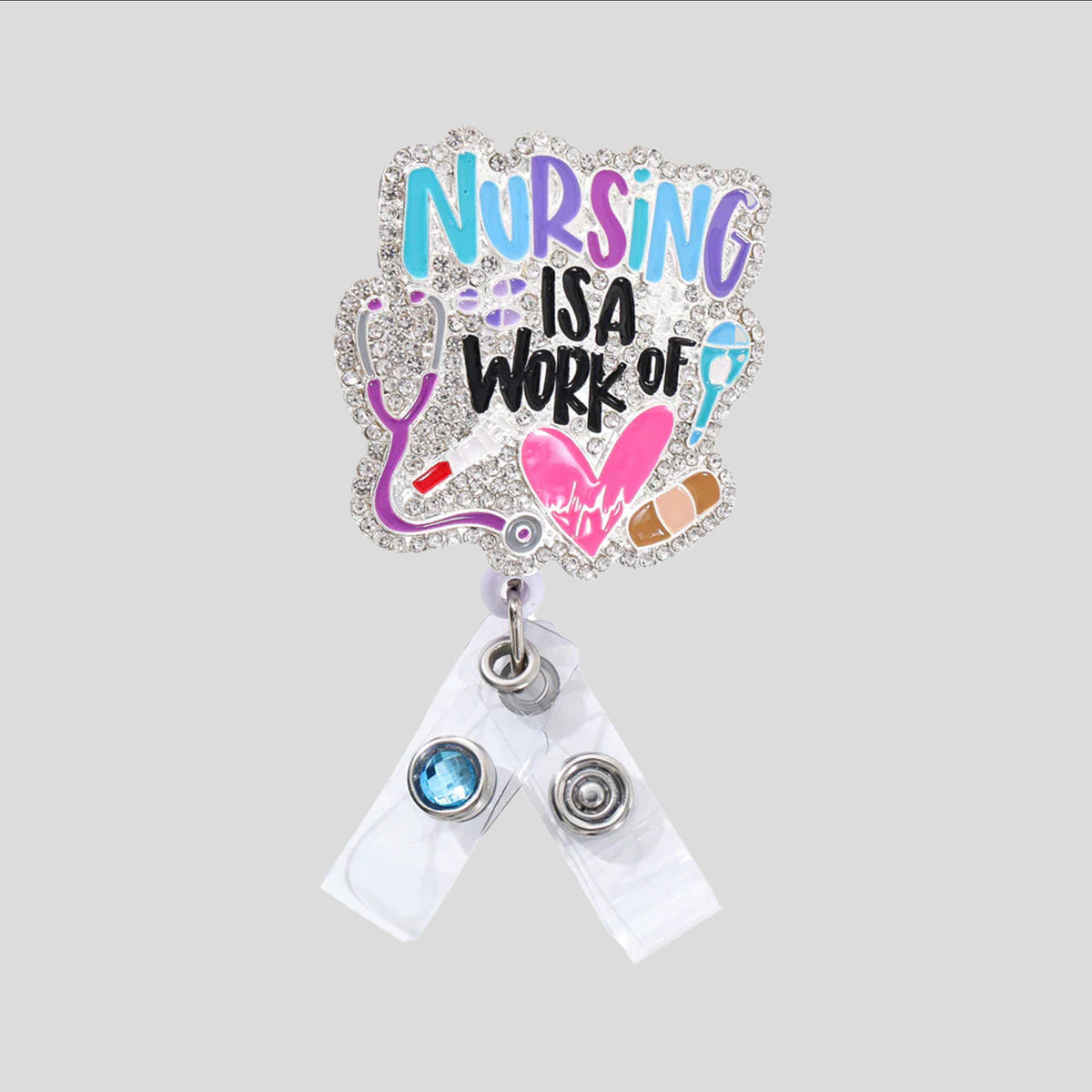 Sparkle & Shine Nurse Work Heart Badge Reel