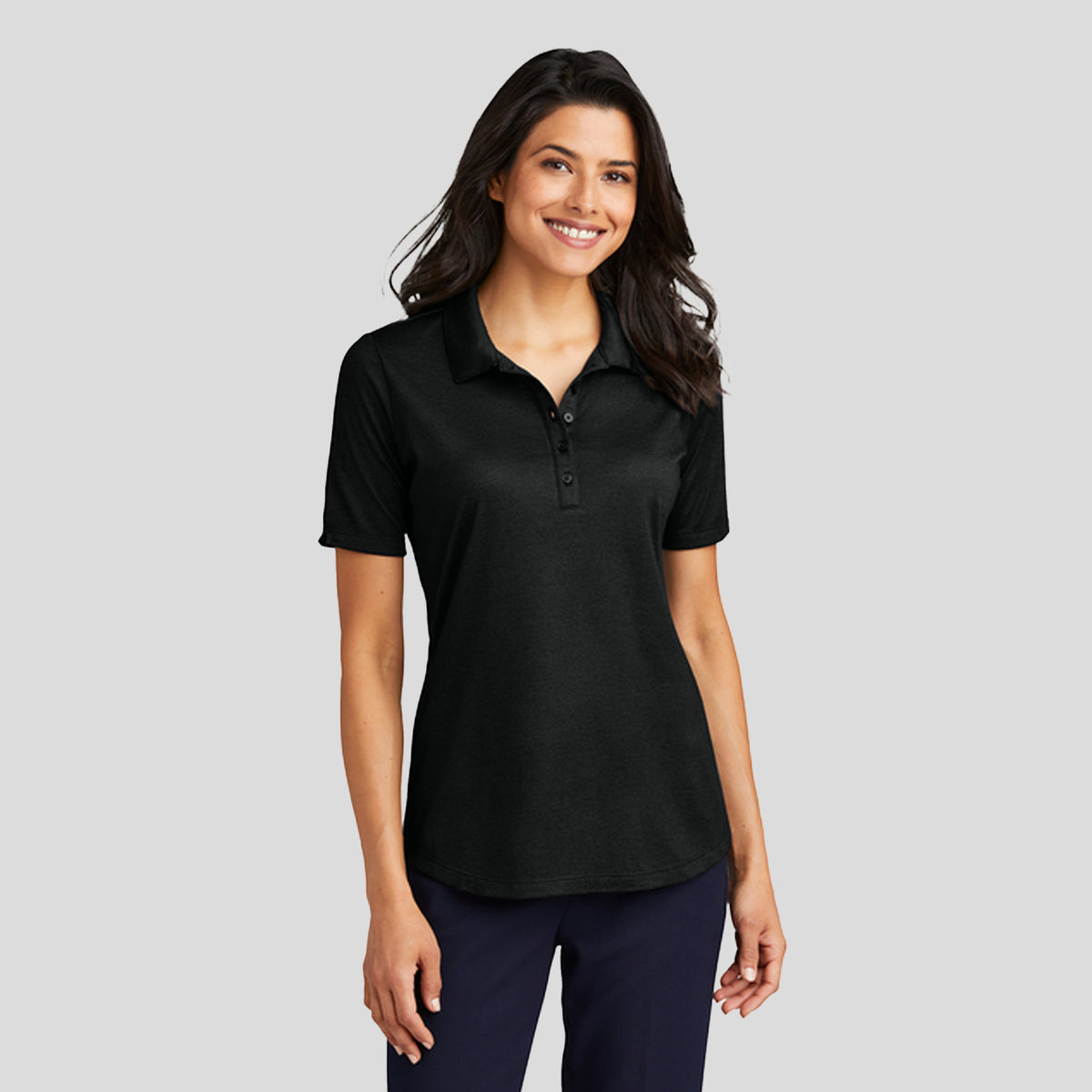 Women's Fine Pique Blend Polo | Black Heather